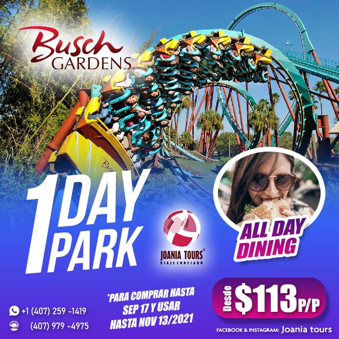 PROMO AQUATIC / SEAWORLD / BUSCH GARDENS CON COMIDA Joania Tours